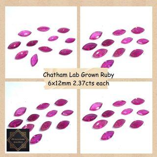 Marquise Chatham Lab Grown Loose Ruby Stone