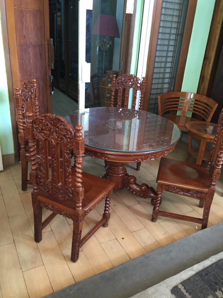 meja makan 4 kursi jati lawas