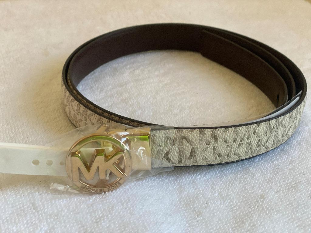 MICHAEL KORS MK VANILLA WHITE 20MM REVERSIBLE SKINNY LEATHER BELT MEDIUM M  SALE, Women's Fashion, Watches & Accessories, Belts on Carousell