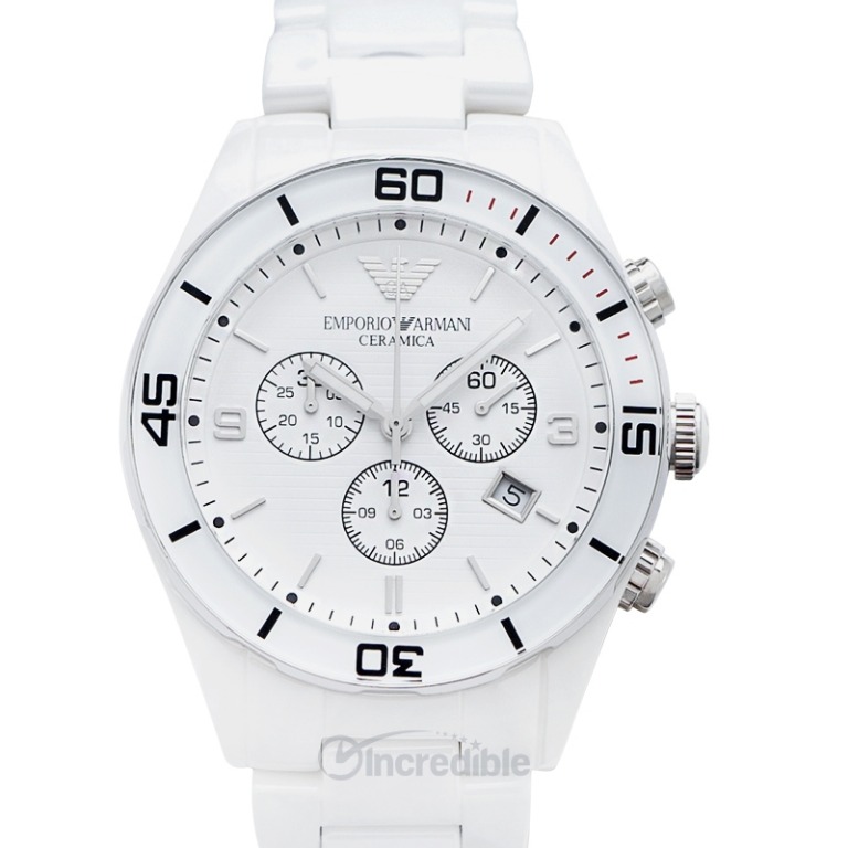 NEW] Emporio Armani White Ceramic Chronograph Ladies Watch 43mm AR1424,  Luxury, Watches on Carousell