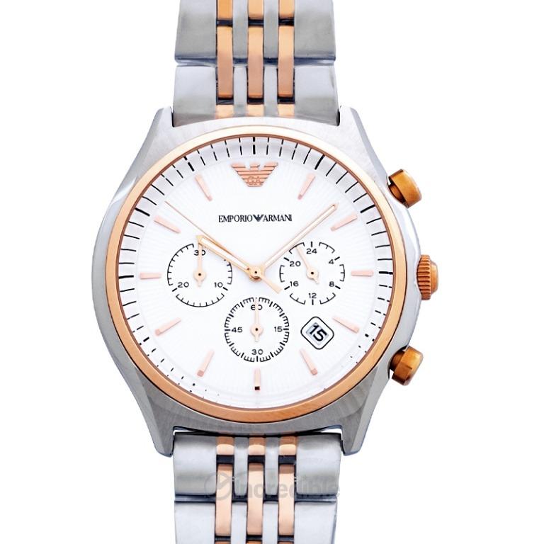 NEW Emporio Armani Zeta Chronograph Cream Dial Two tone Men s