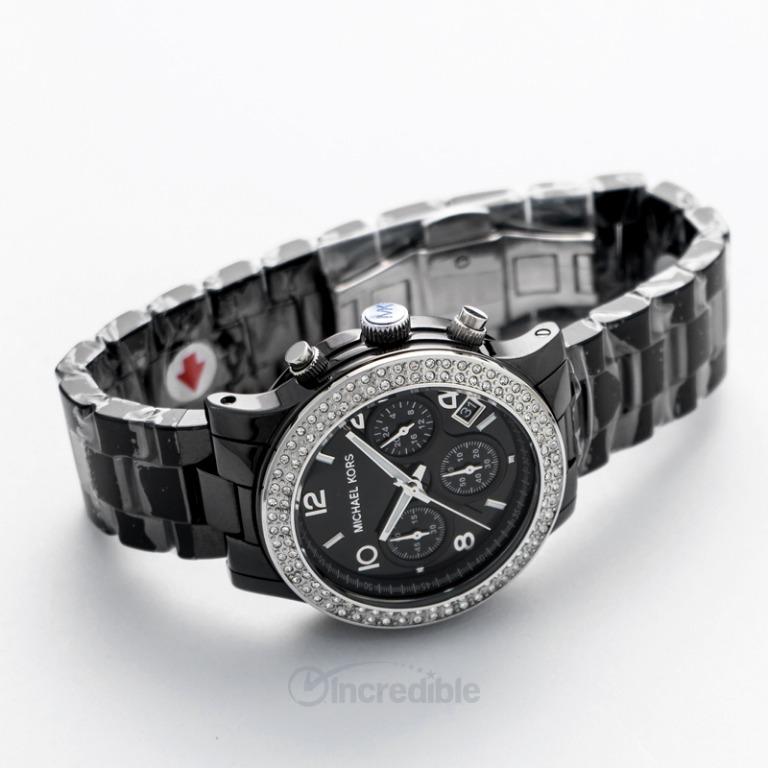 NEW Michael Kors Black Ceramic Chronograph Ladies Watch 39 mm MK5190 Luxury Watches on Carousell
