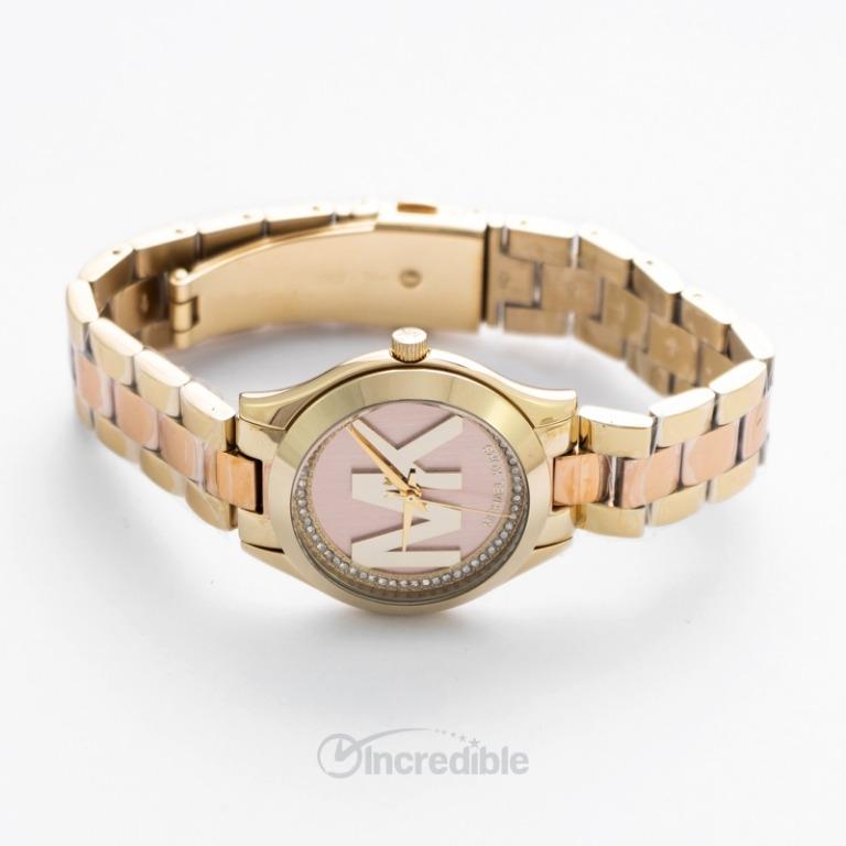 NEW Michael Kors Mini Slim Runway Rose Dial Ladies Watch MK3650
