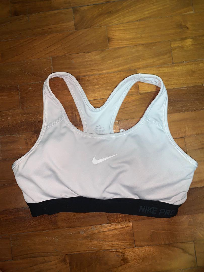 White nike pro sports bra cheap