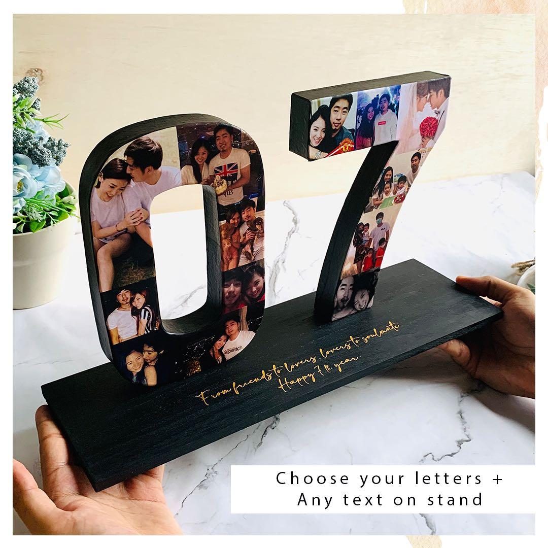 Choose Any Photo Letters With Text On Stand. Personalised Photo Gift.  Farewell Gift. Retirement Gift. Anniversary