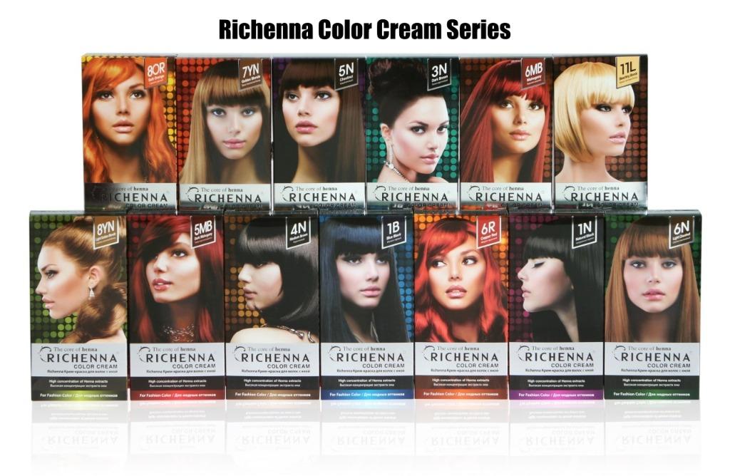 Краска для волос рядом со мной. Палитра красок Richenna. Краска Richenna палитра корейская. Richenna крем-краска для волос с хной 80r. Риченна краска для волос палитра.