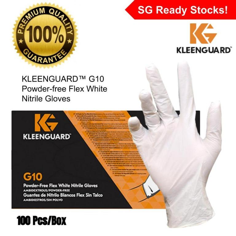 SG SELLER Kleenguard G10 Nitrile Gloves Powder Free(White Blue