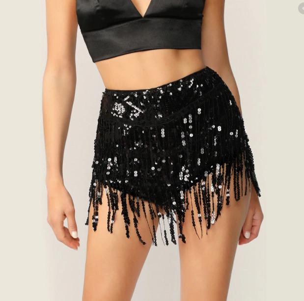 Fringe sequin shorts discount