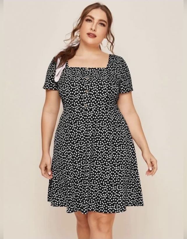 Plus square neck dress Clearance