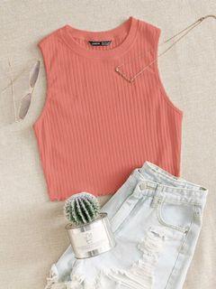 SHEIN Ribbed Lettuce-Edge tank top