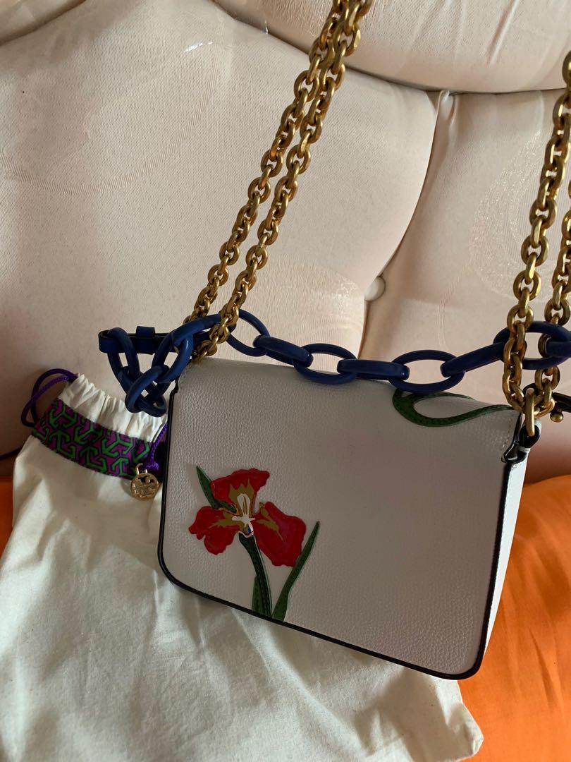 Tory burch kira floral double strap shoulder best sale bag