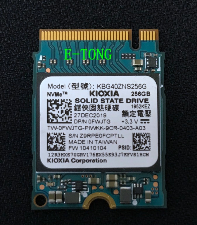 Toshiba KIOXIA 256GB NVMe PCIe M.2 SSD 2230 KBG40ZNS256G FWJTG Hrad disk,  電腦＆科技, 電腦周邊及配件, 硬碟及儲存器- Carousell