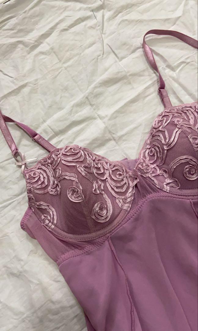 strapless open back dress Victoria's Secret Satin & Lace Maxi Slip – Calico main image 1