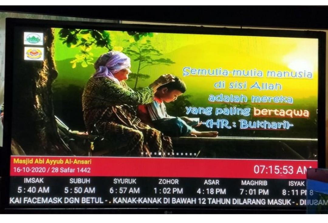 Waktu Solat Tv Utk Masjid Surau Electronics Others On Carousell