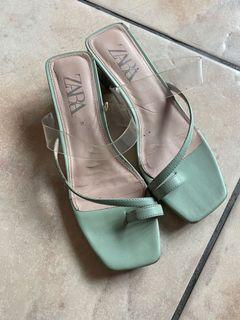 Zara Mint Green Kitten Heel Sandals