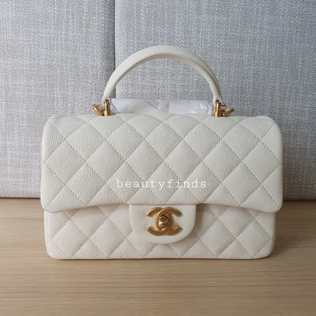 🦄💖 BRAND NEW: Chanel 21S Top Handle Mini Flap (White) (Non-nego