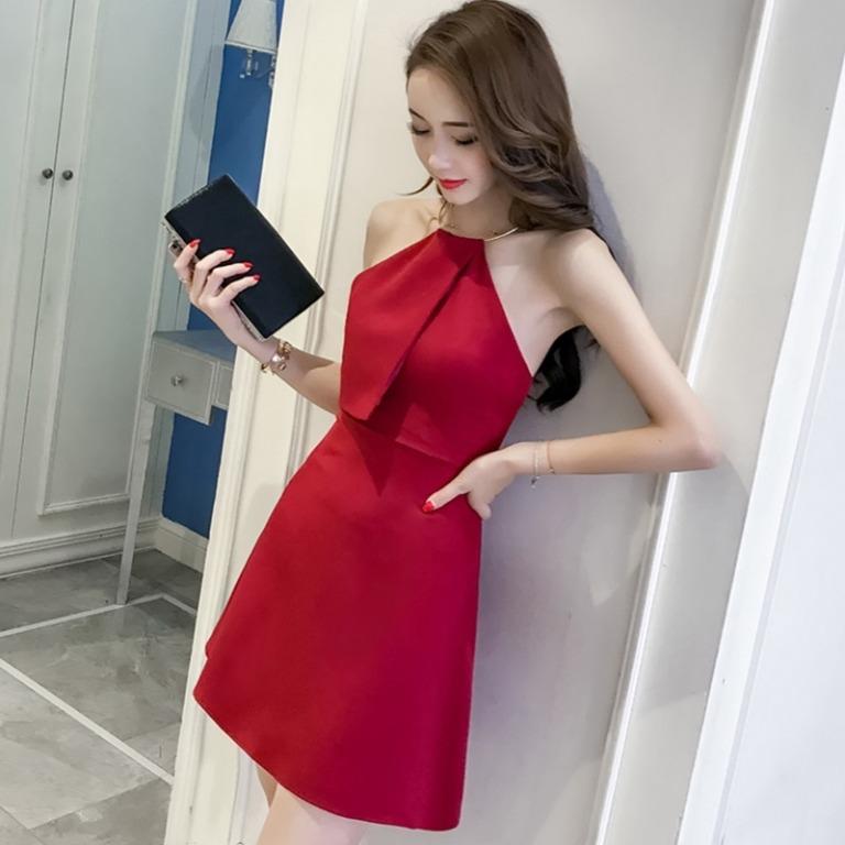 Red sales dress korean
