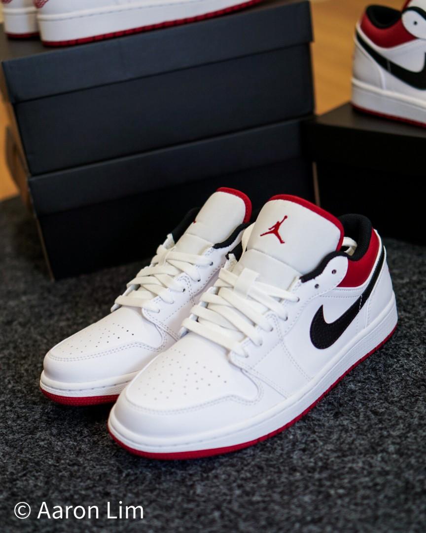 Air Jordan 1 Low University Red White Men S Fashion Footwear Sneakers On Carousell