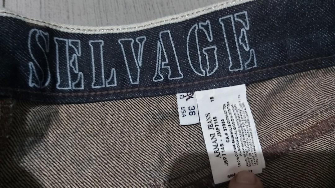 Armani selvedge denim w36 (Category: Jeans) located in Quezon City. Submitted by chaday19 (Listing ID 1077621379, Image 2). Description: almost brand new see details on pic.