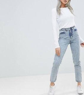 ASOS VERO MODA blue  acid wash pastel mom jeans