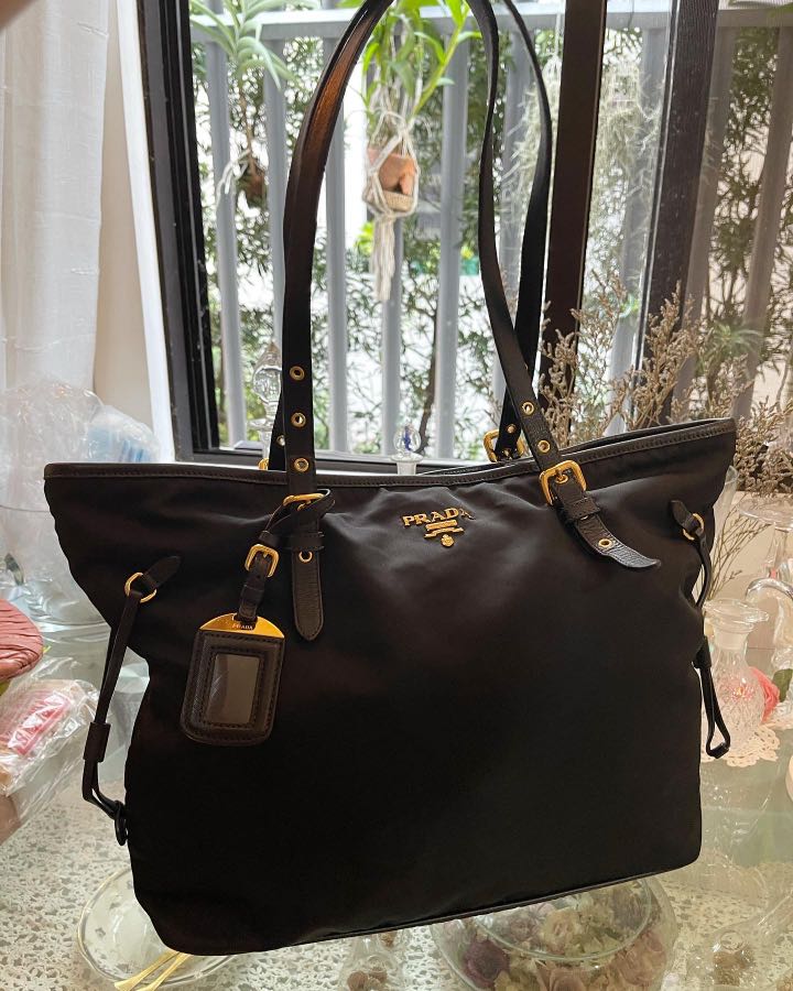Authentic Prada 1BG997 Tessuto Black Nylon Shoulder Bag With