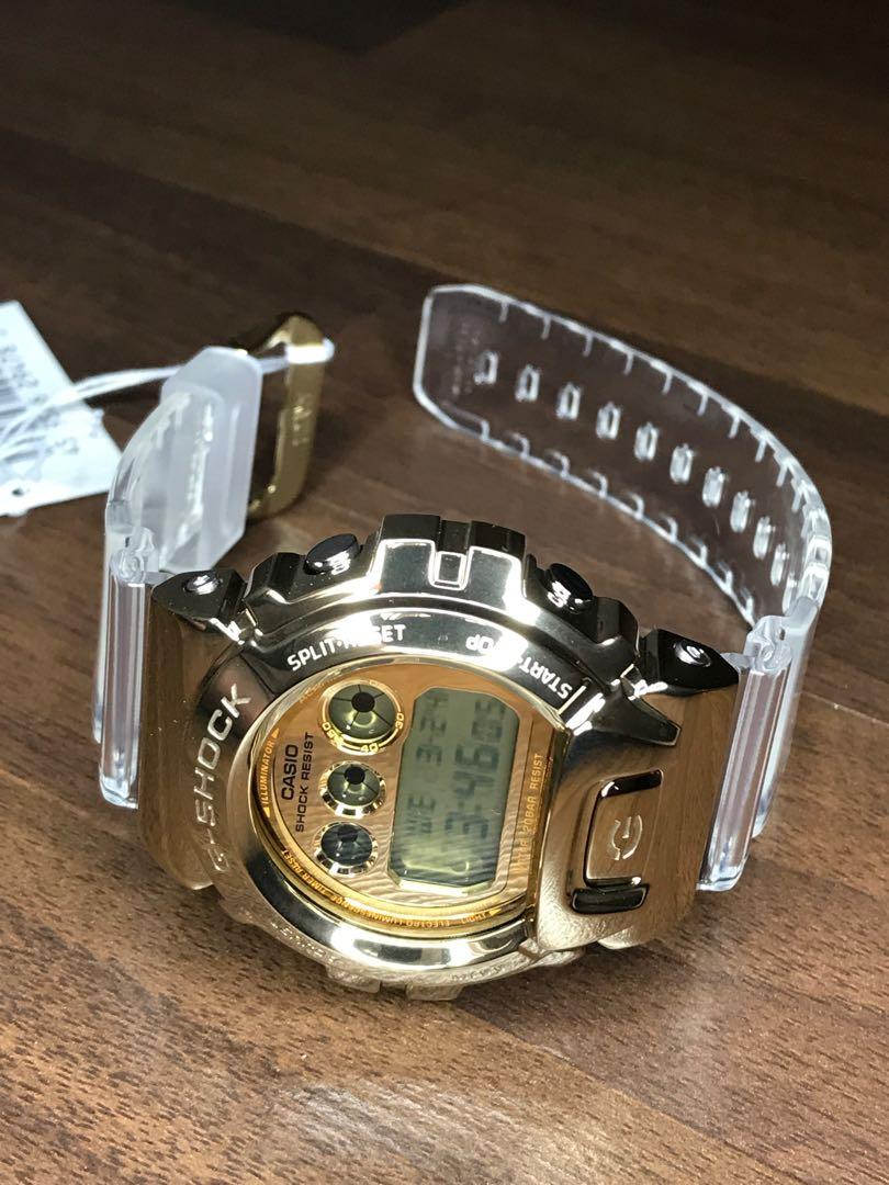 Casio G Shock GM 6900SG 9 Gold Plated Forged Stainless Steel Bezel Semi Transparent Resin Band Unisex Sports Fashion Watch GM 6900 GM6900