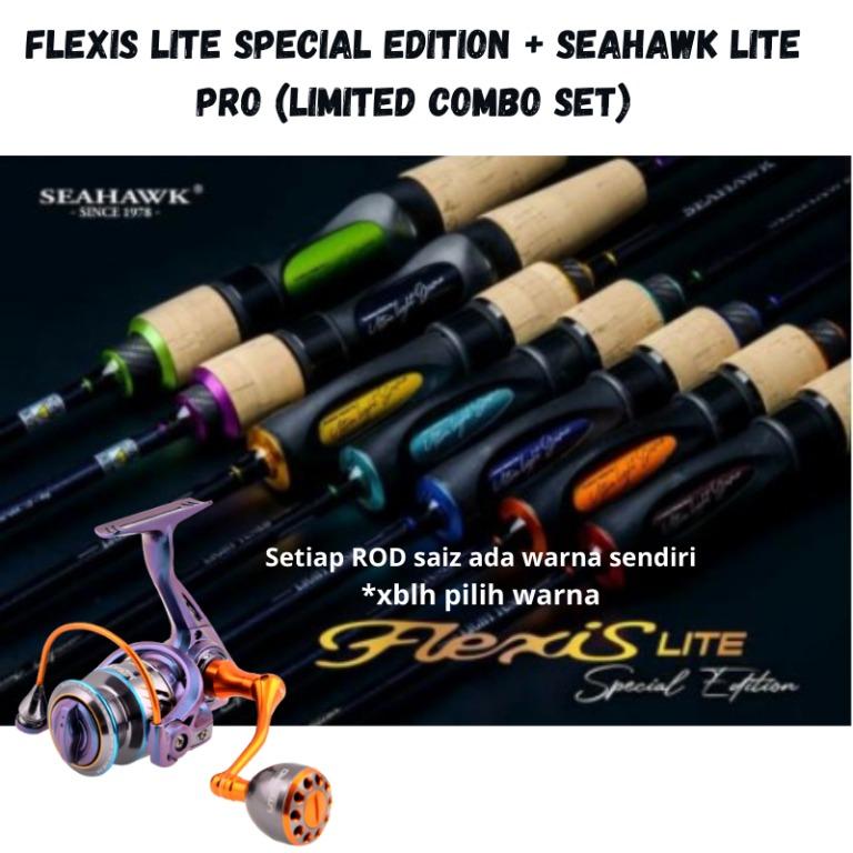 COMBO SET, SEAHAWK FLEXIS LITE UL SPINNING ROD + SEAHAWK LITE PRO 800  SPECIAL EDITION (PERFECT MATCH - LIMITED SETS), Sports Equipment, Exercise  & Fitness, Toning & Stretching Accessories on Carousell