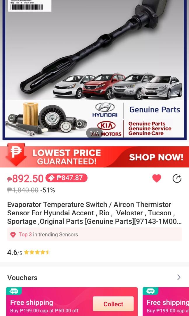 Evaporator Temperature Sensor Switch /Aircon Thermistor For Hyundai