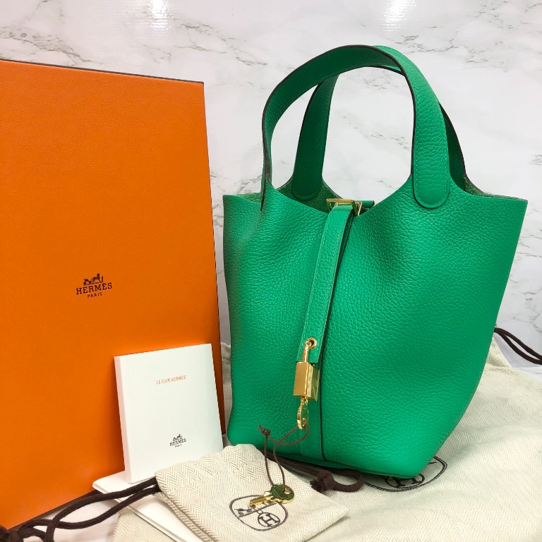 Hermes Picotin Lock Bag 18 In Vert Comics, Green Clemence Leather And –  Found Fashion