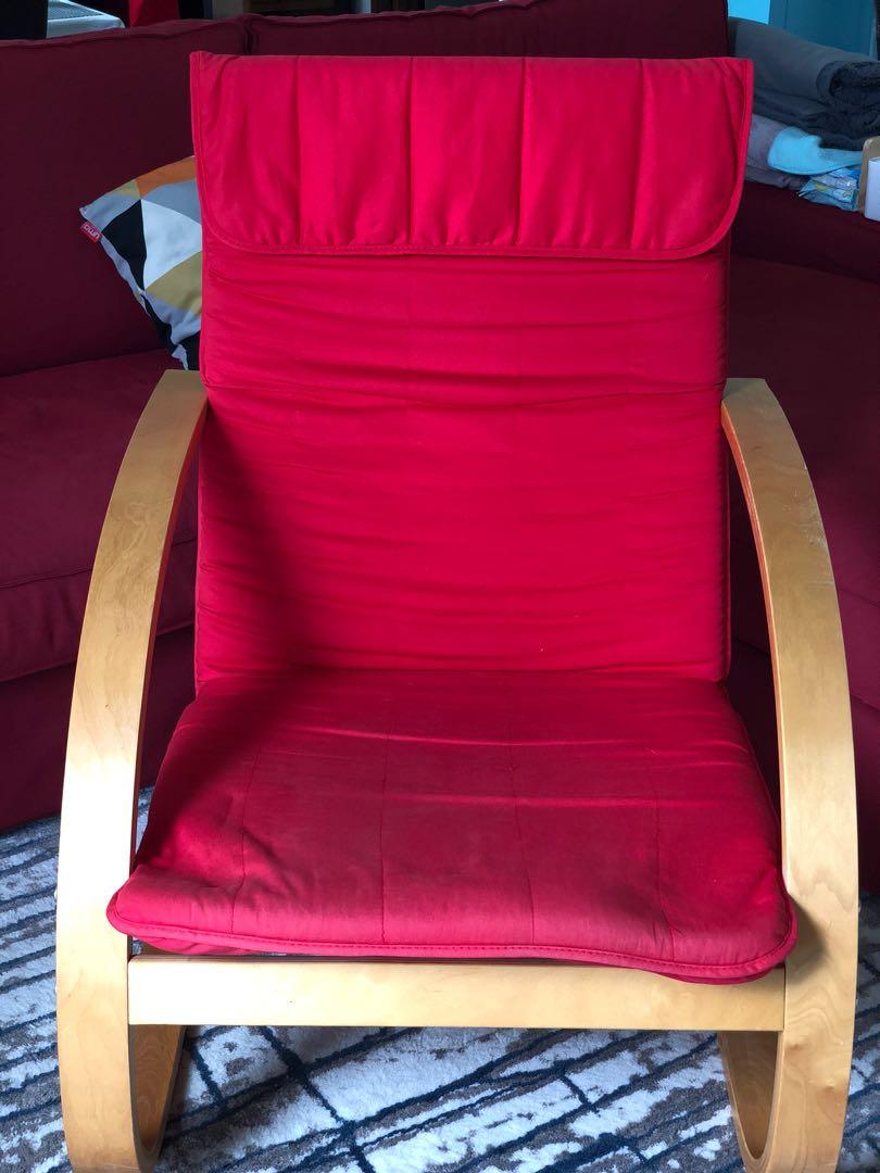 IKEA Armchair red, Furniture & Home Living, Furniture, Tablets & Sets