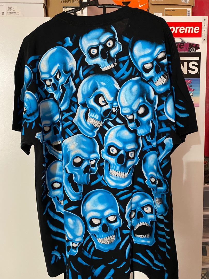 LIQUID BLUE SKULL PILE BLUE TEE