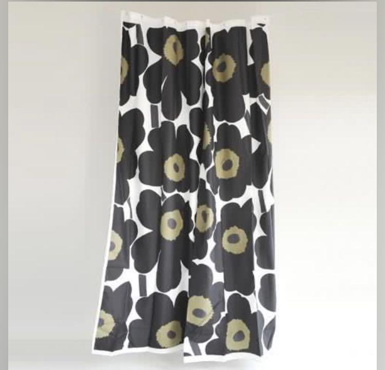 Marimekko Shower Curtain 傢俬 家居, Marimekko Unikko Shower Curtain White Black