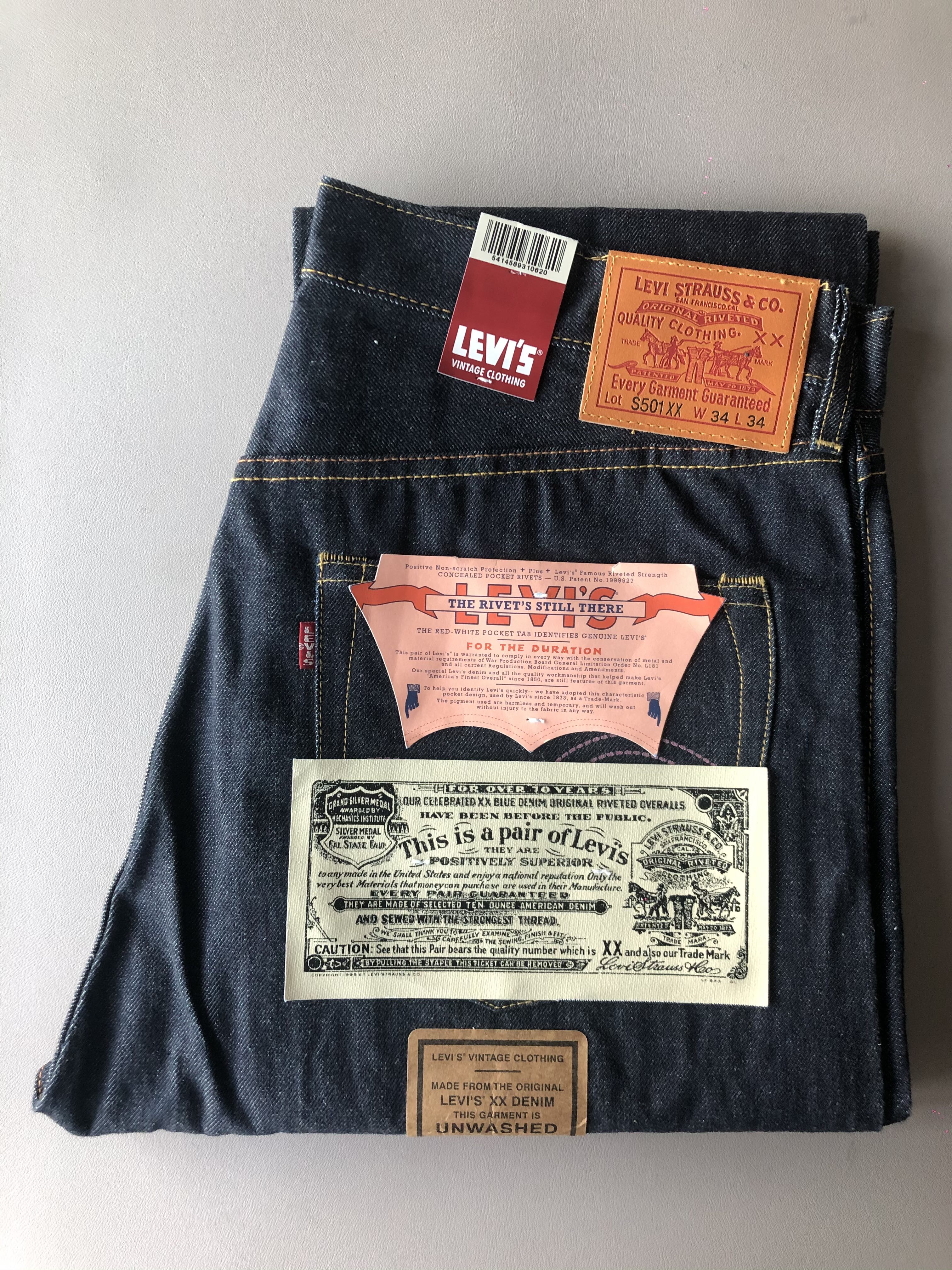 全新NOS 舊版美制LVC 44501 S501XX 1944 501 Made In USA LEVIS LEVI'S Vintage  Clothing, 男裝, 褲＆半截裙, 牛仔褲- Carousell