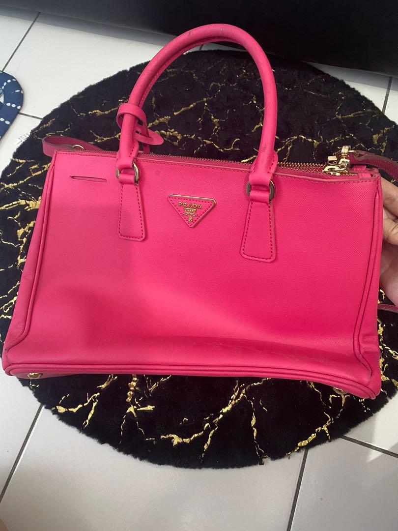 Neon pink prada backpack online