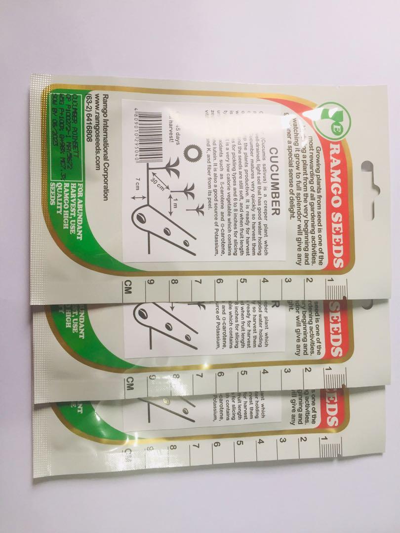 Ramgo Cucumber seeds (Category: Plants & Seeds) located in Navotas City. Submitted by user009x (Listing ID 1077650250, Image 3). Description: Ramgo Cucumber seeds 4 grams per pack Bargain for bulk order Sow before 2023.