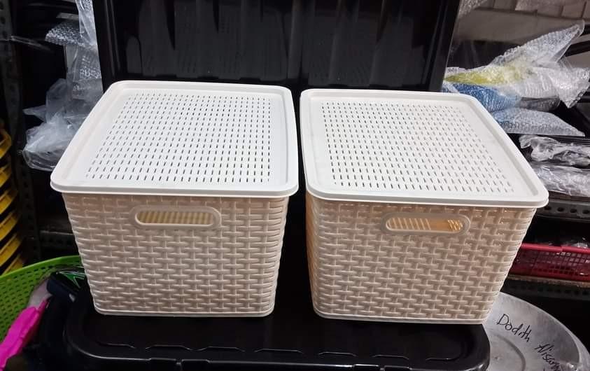 Plastic rattan storage baskets store