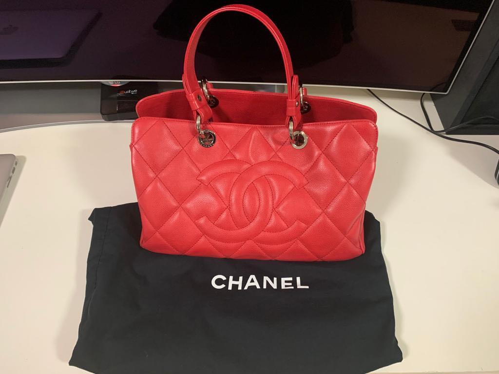 CHANEL Mixed Fibers Small Deauville Tote Red 1146907  FASHIONPHILE