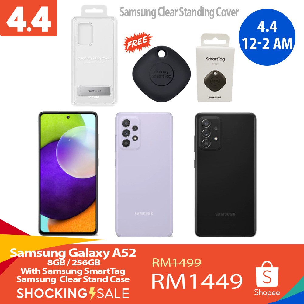 samsung galaxy a52 8gb ram 256gb with samsung smart tag samsung clear standcace