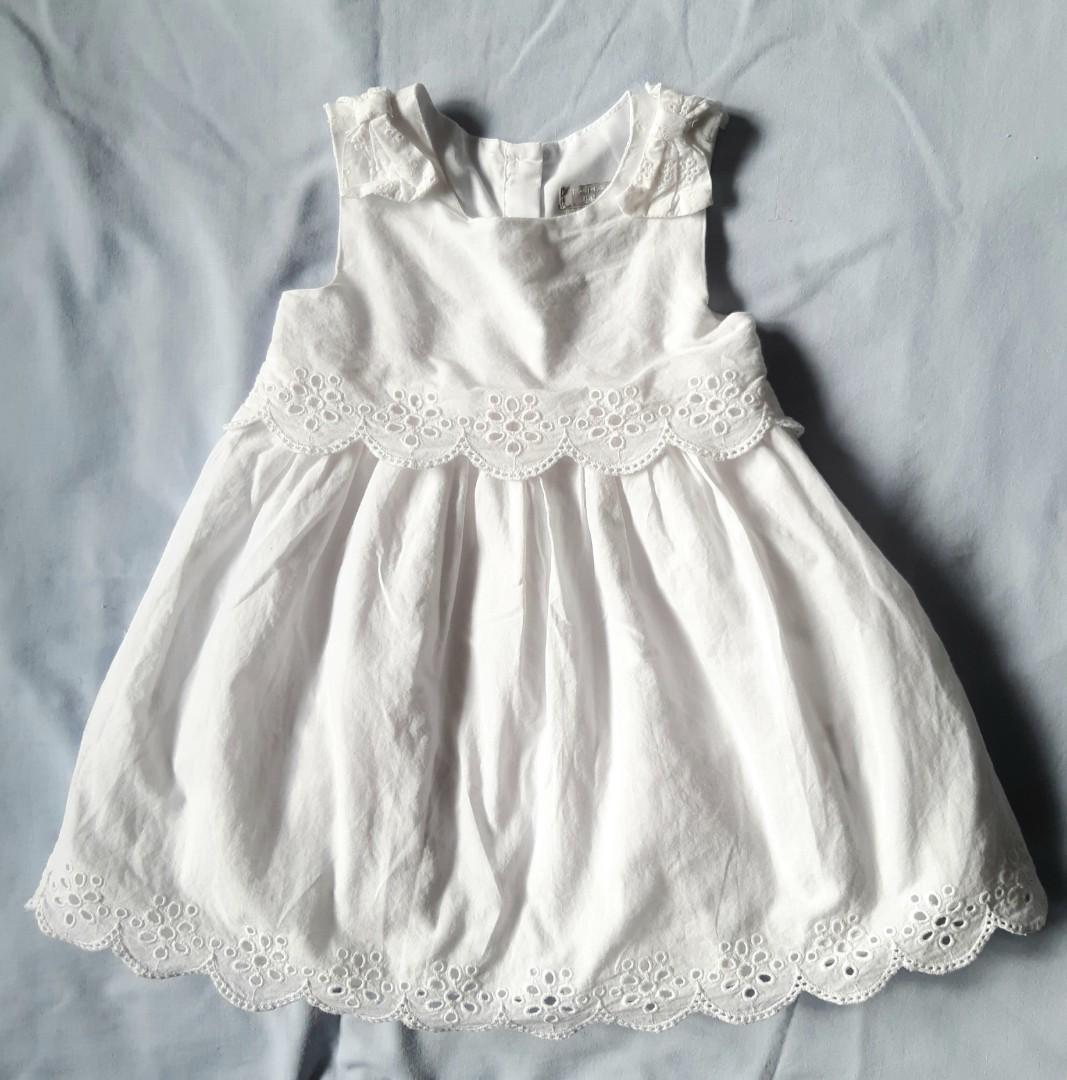 Tahari Baby Girl Preloved White Eyelet Dress Babies Kids