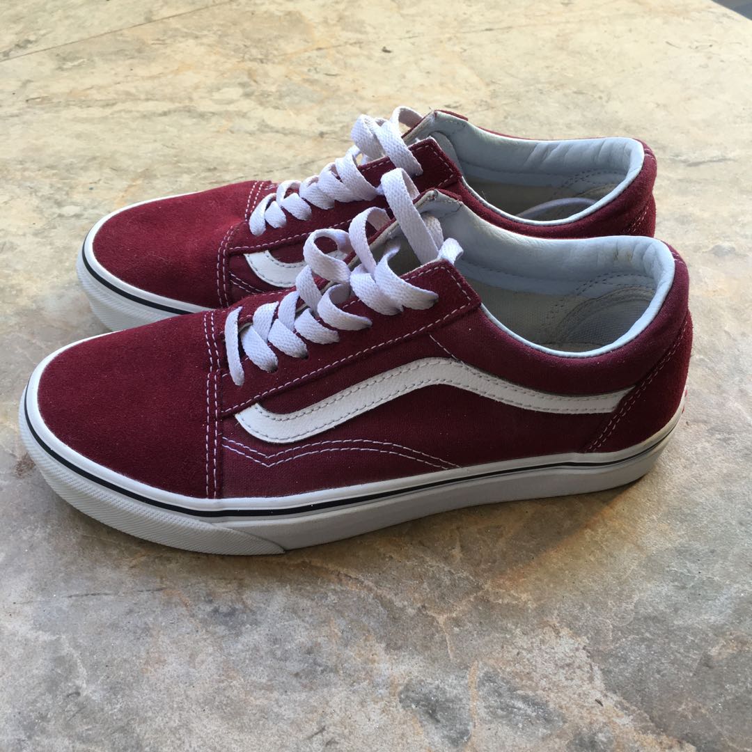 Vans Old Skool Suede Burgundy W7 (Us), Women'S Fashion, Footwear, Sneakers  On Carousell