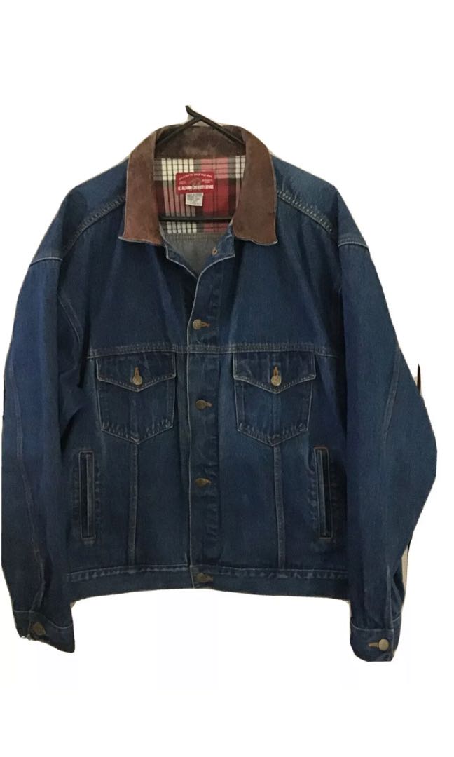 Marlboro denim top jacket leather collar