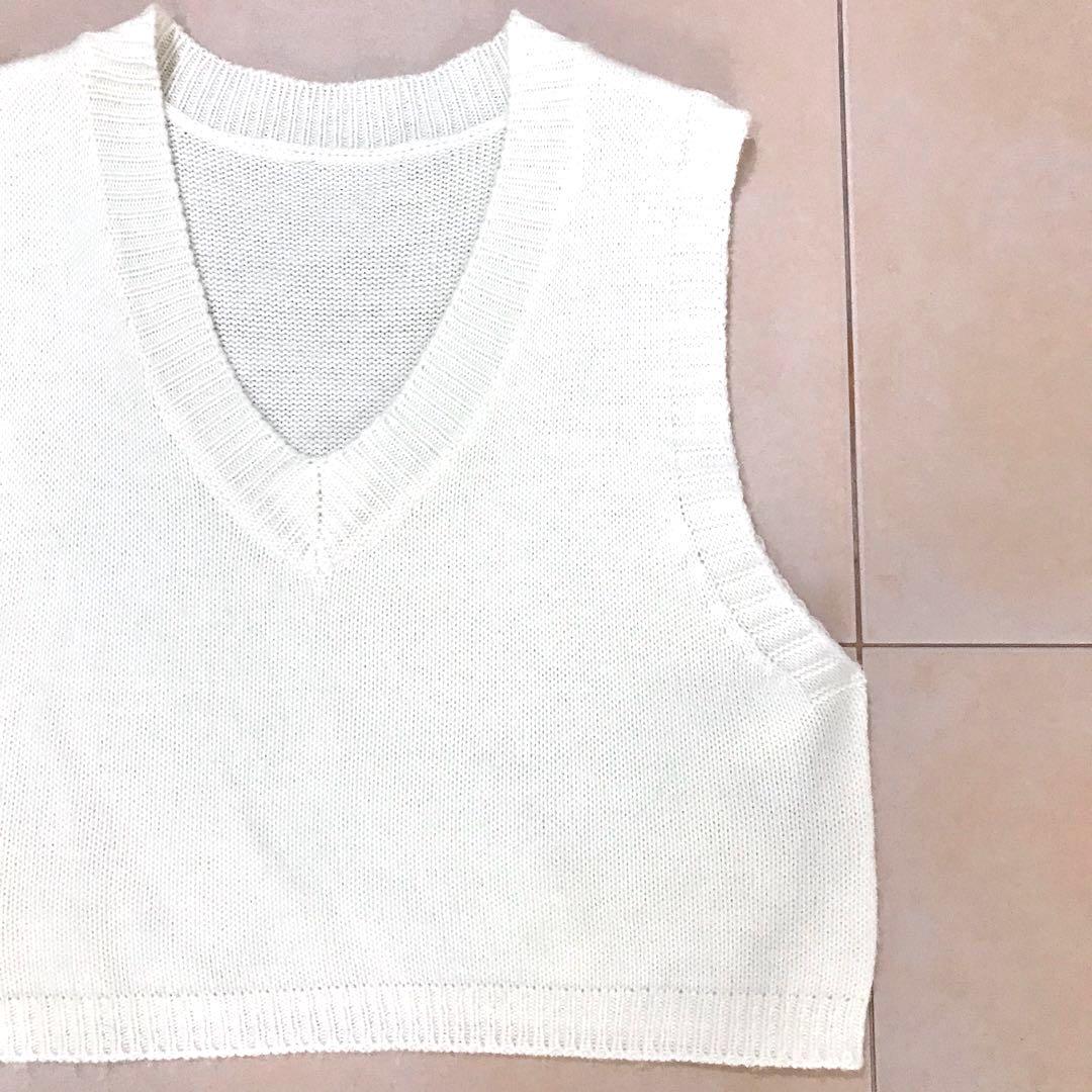 White Crop Sweater Vest, Women's 