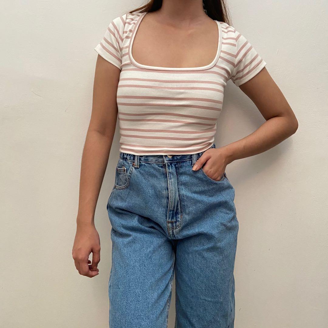 zara square neck shirt