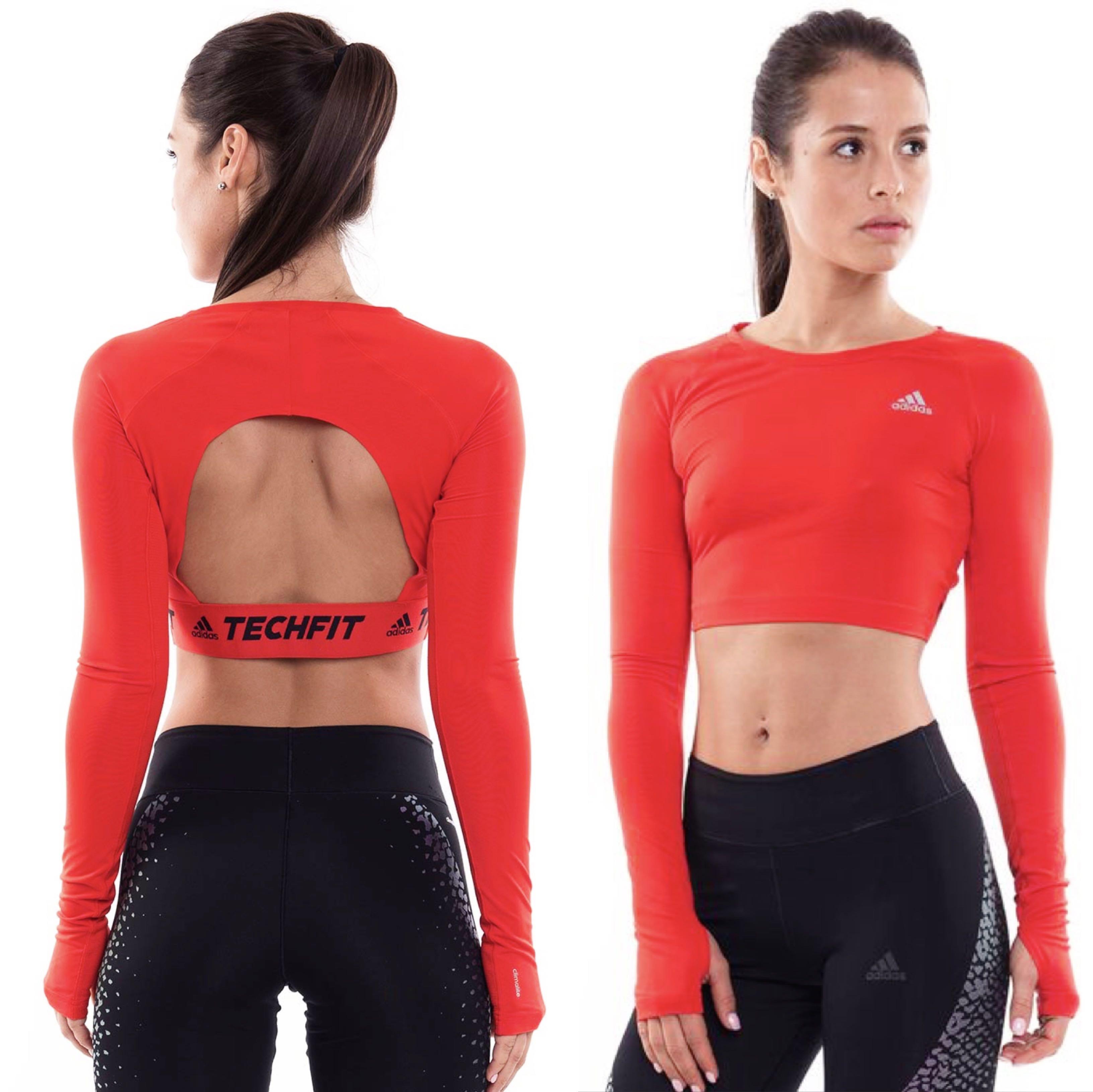 Adidas XS Techfit Crop Top in Core Red, Men's Fashion, Activewear