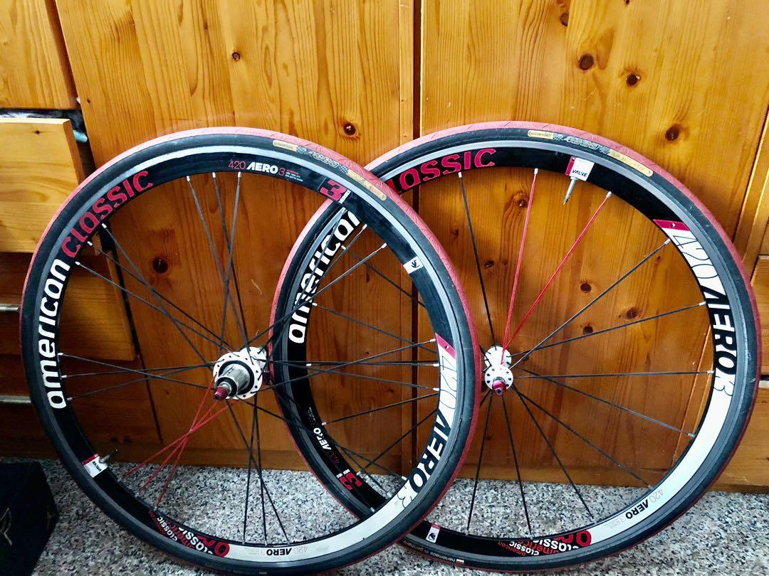 American Classic Aero 420 wheelset for road bike continental tyres zipp Sports Equipment Bicycles Parts Bicycles on Carousell