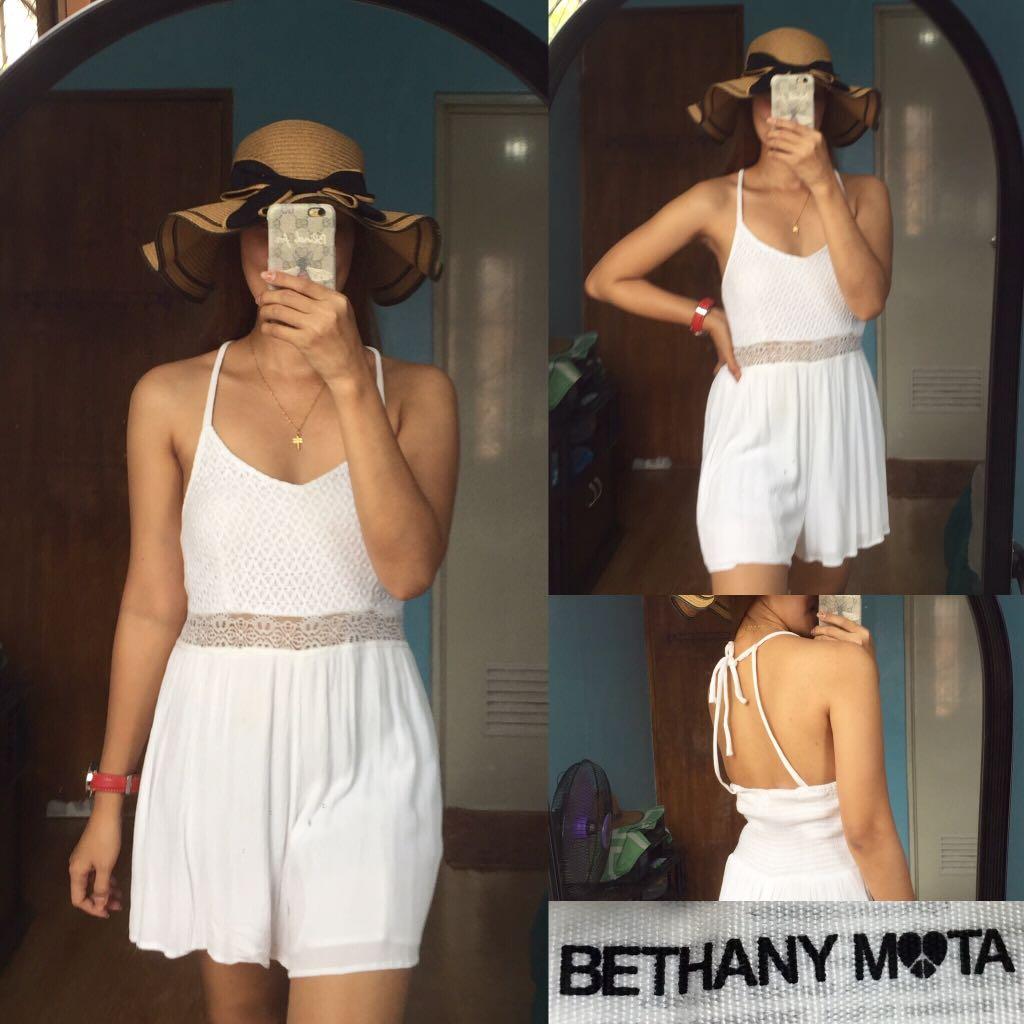 Bethany Mota Plain White Romper, Women 