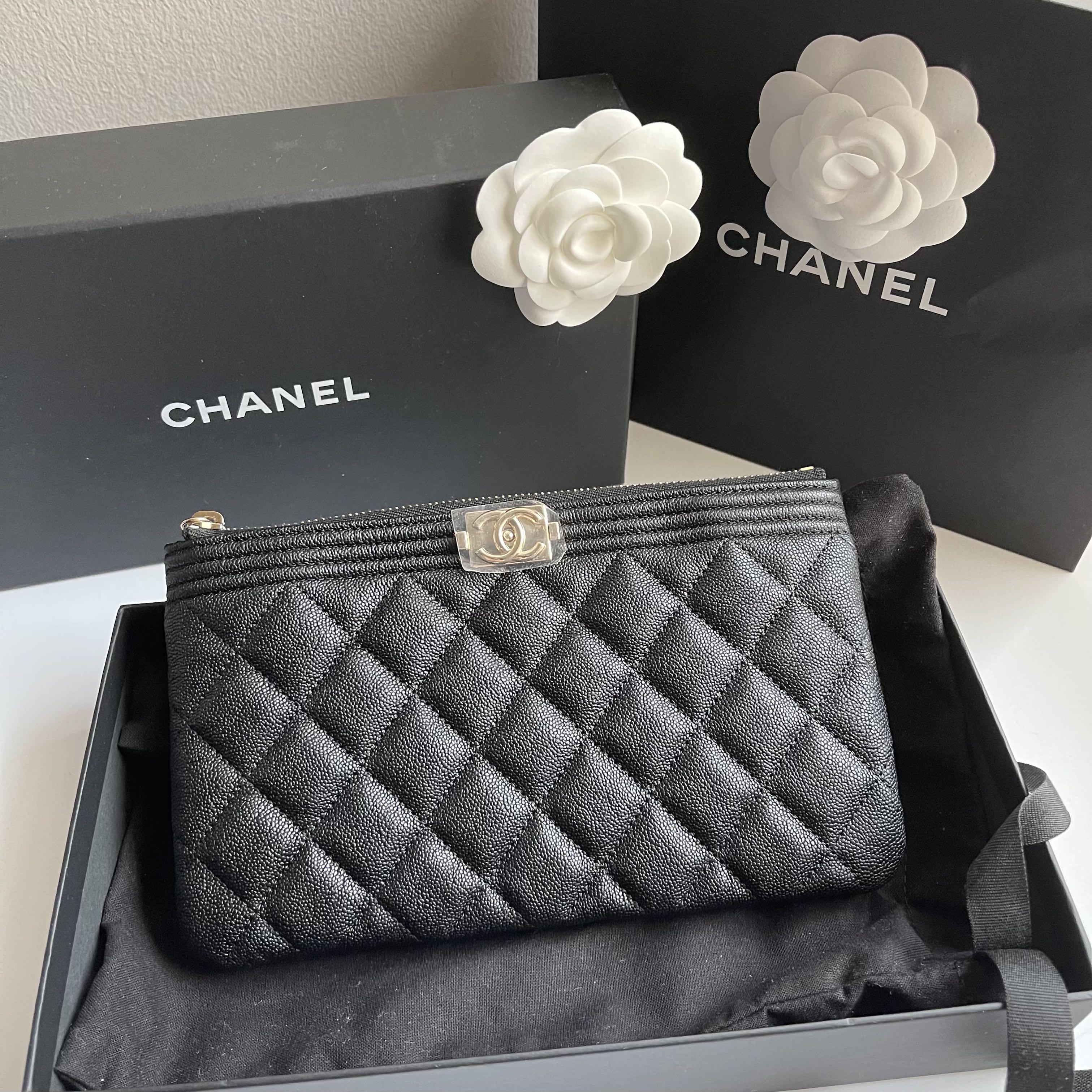 Chanel Boy Black Caviar Gold Hardware Small Pouch / Small o case, Luxury,  Bags & Wallets on Carousell