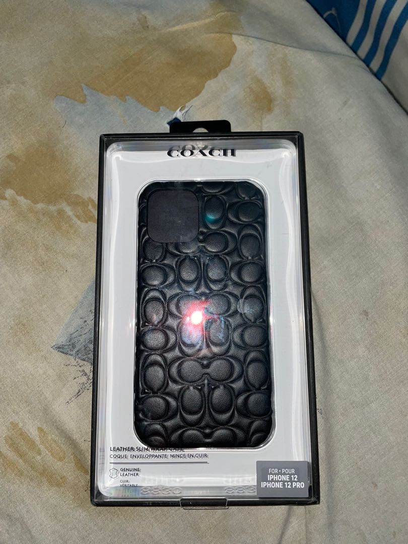 Coach iphone 12 leather case clearance