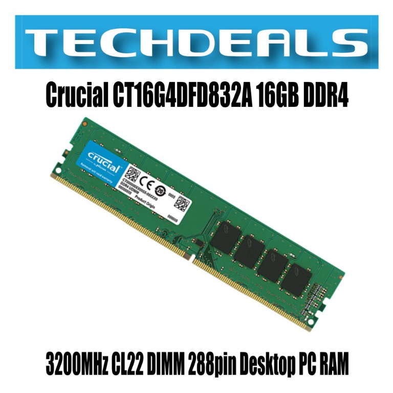 Crucial 16GB(8GBx2) DDR4-3200MHz (PC4-25600) CL22 288pin