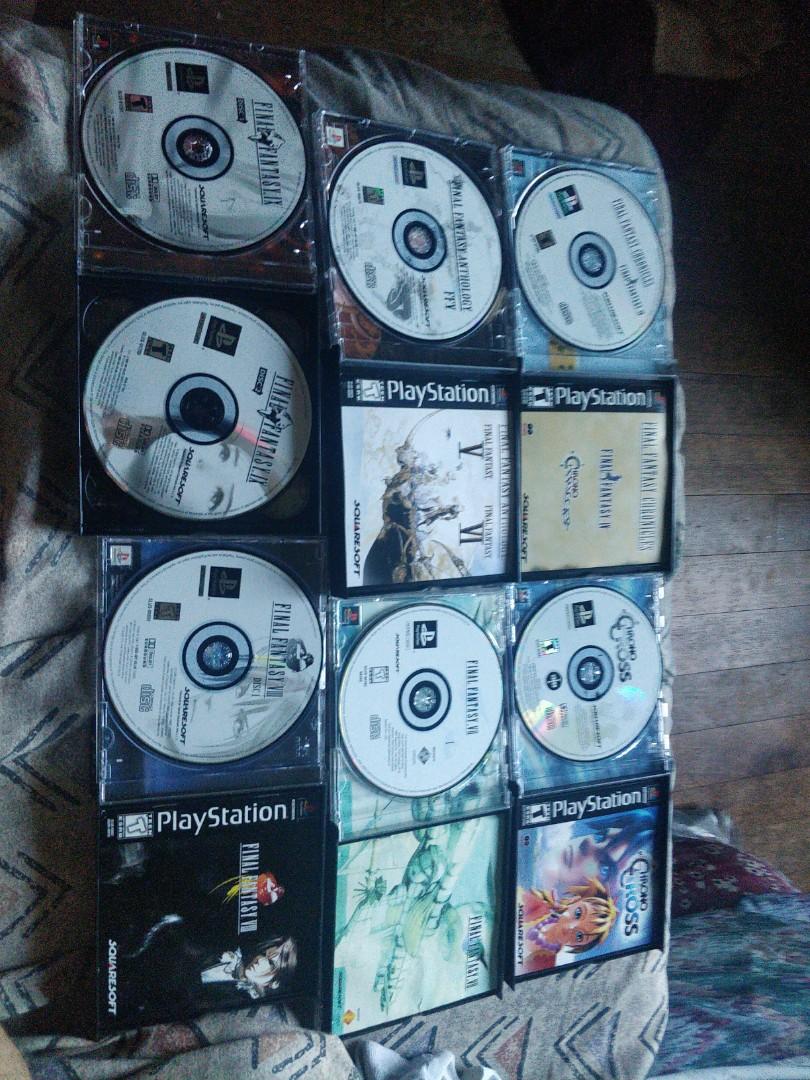 Final Fantasy and more Read Description (Category: PlayStation) located in Manila. Submitted by maestroex (Listing ID 1077841479, Image 2). Description: my pre-loved games growing up magbasa kayo ng post ff 7 and 8 = 7000 each Final fantasy 9 = 5500 each chrono cross =SOLD Chronicles = SOLD Anthology = SOLD all are in 9 out of 10 conditions except fo ff7 8 out of 10 lang all are black label original English games complete with manual cash only. d